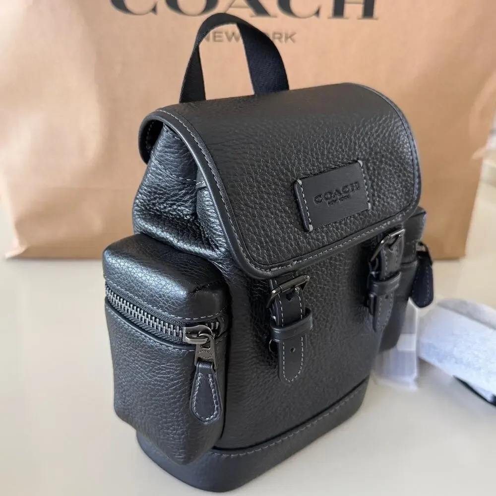 Last 2‼️Coach Sprint Sling Pack Leather CBF63 Black Copper/Black